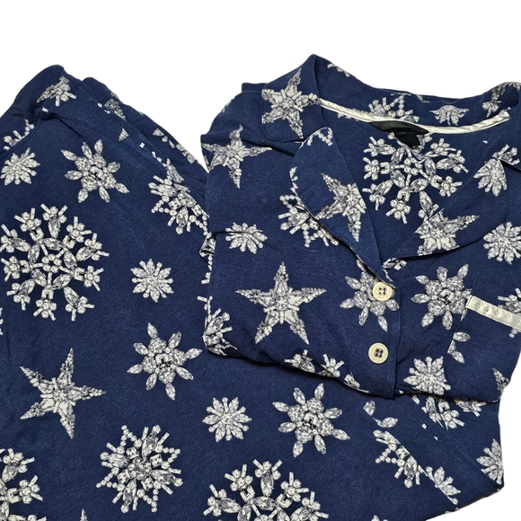 Soma Long Sleeve Button Up Snowflakes Top Bottom Pijama Set XL - Picture 10 of 11